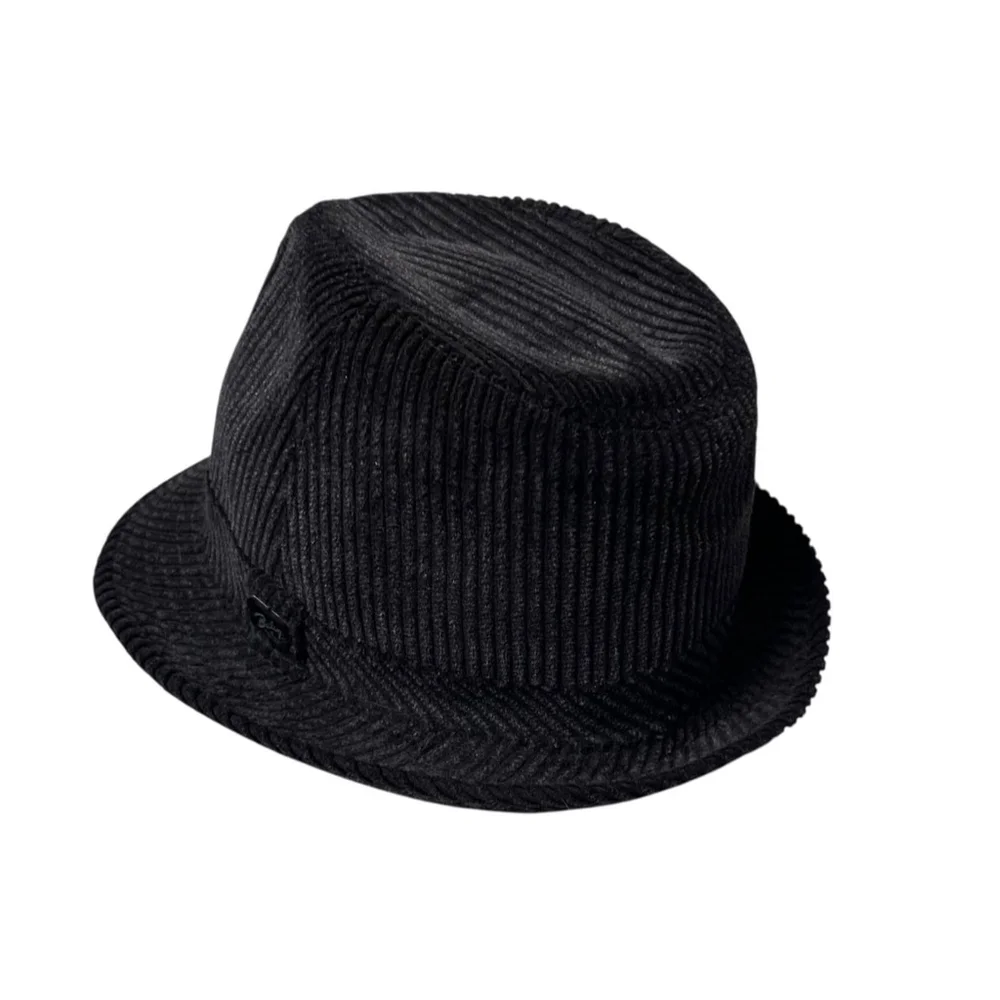 Bailey of Hollywood Black Corduroy Men's Fedora Trilby Hat Small Petite